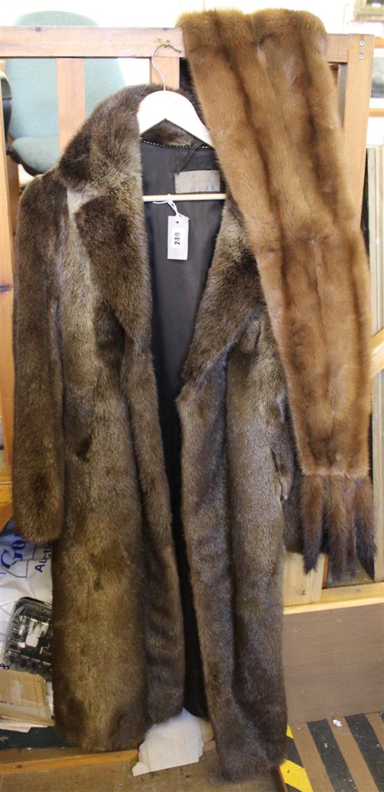 Mink fur coat and mink stole